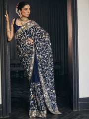 Tropical Embroidered Georgette Saree