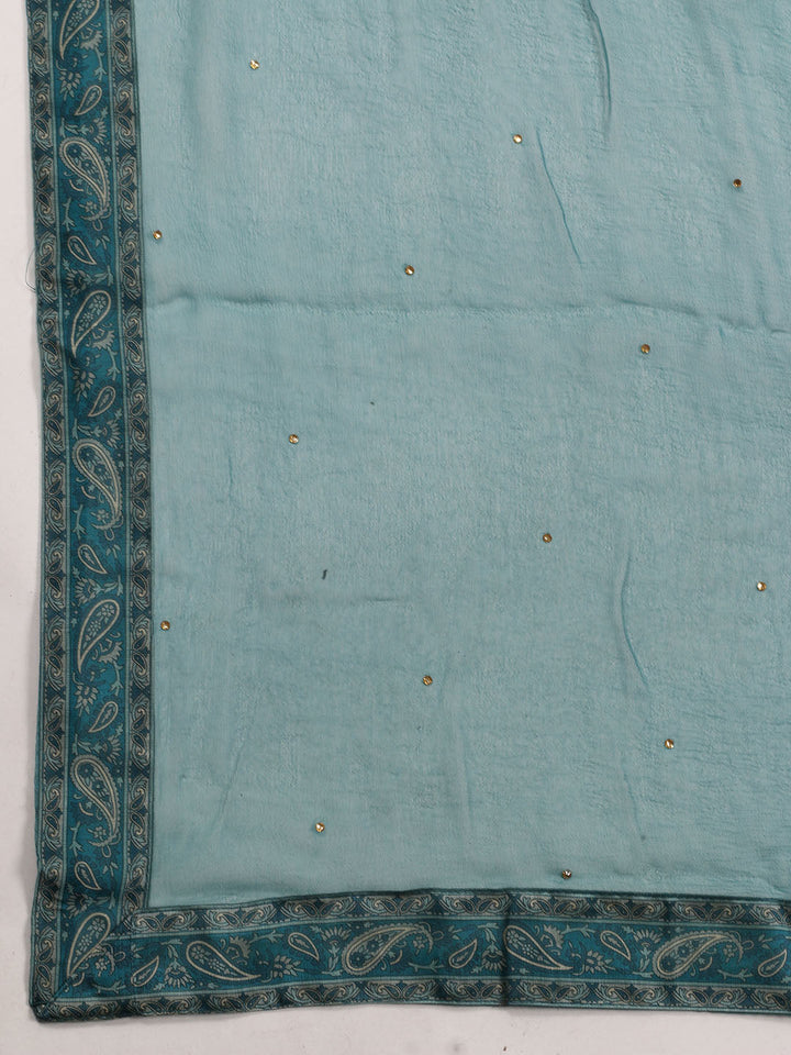 Neck Patti Chanderi Unstitched Suit Piece With Dupatta