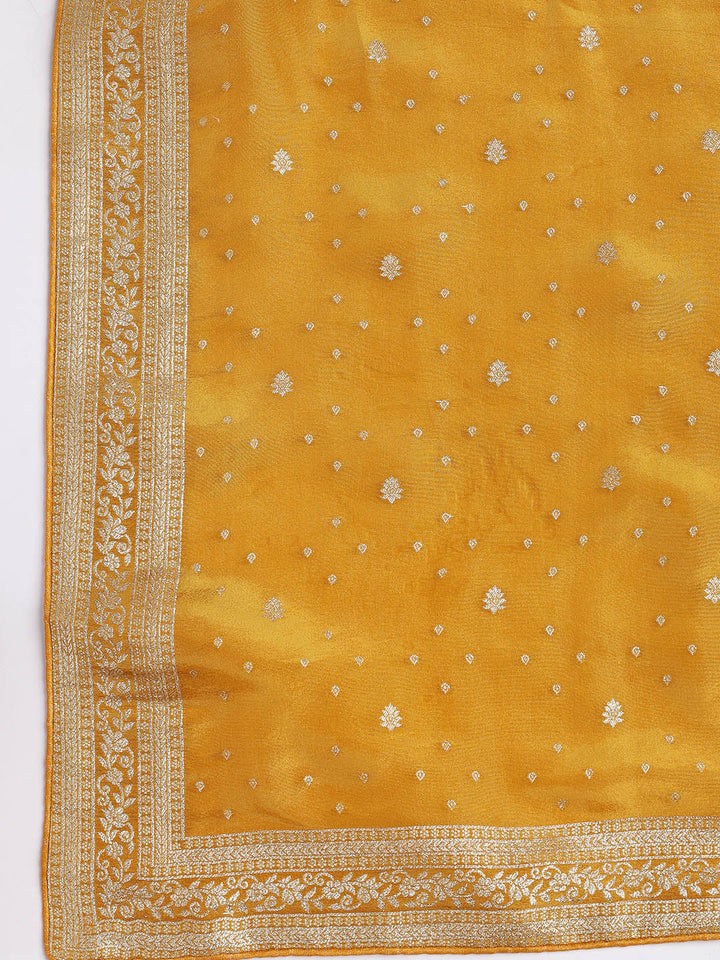 Embroidered Art Silk Unstitched Suit Piece With Dupatta