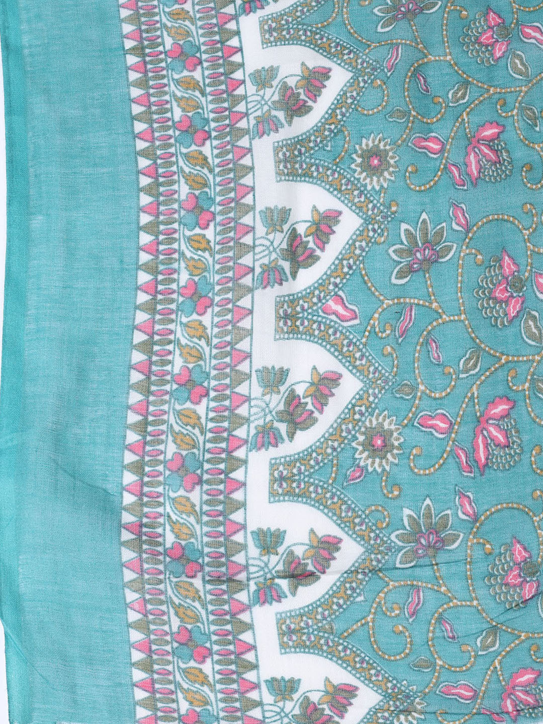 Printed Cotton Blend Unstitched Suit With Dupatta