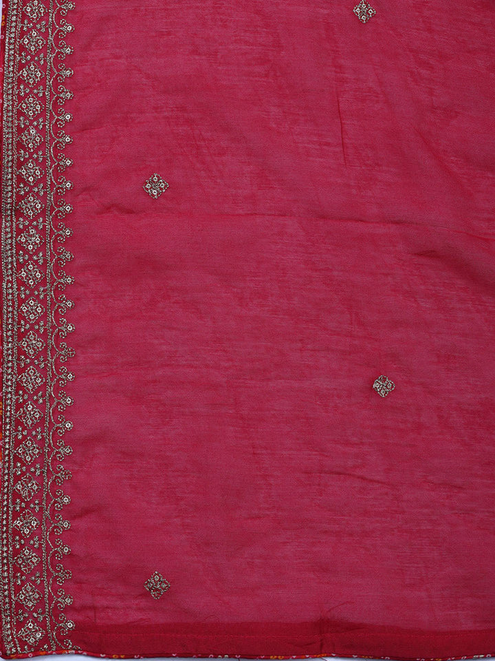 Neck Embroidered Cotton Blend Unstitched Suit With Dupatta