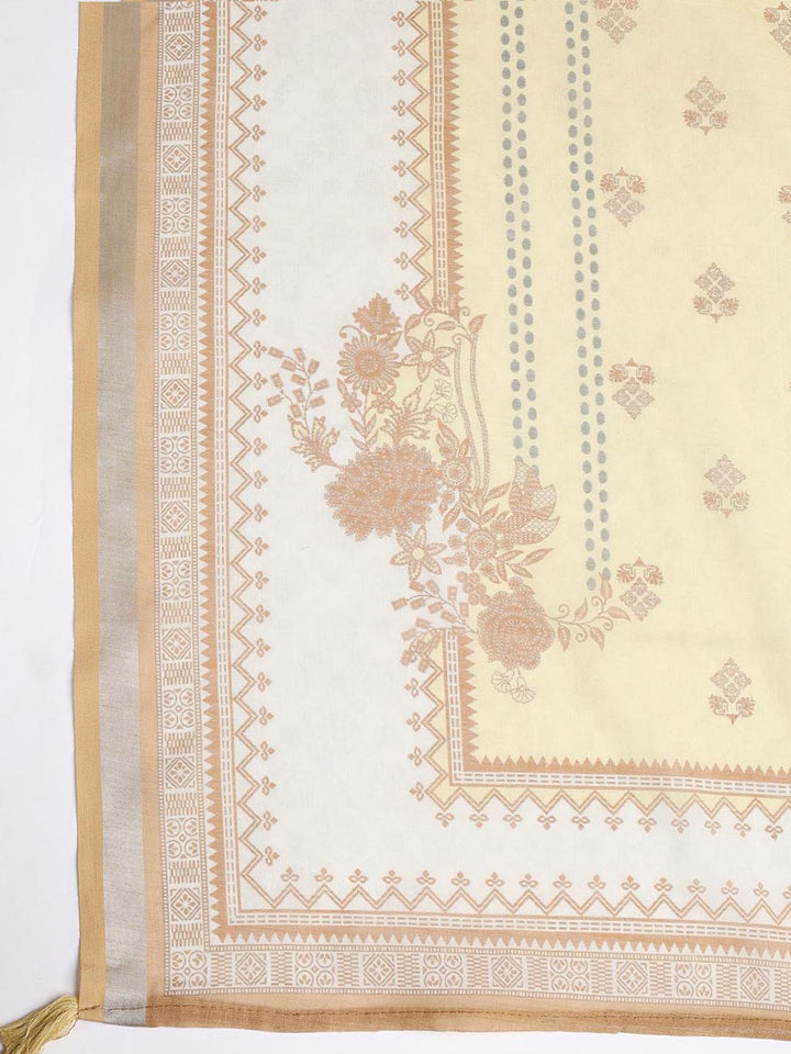 Printed Linen Unstitched Suit With Dupatta