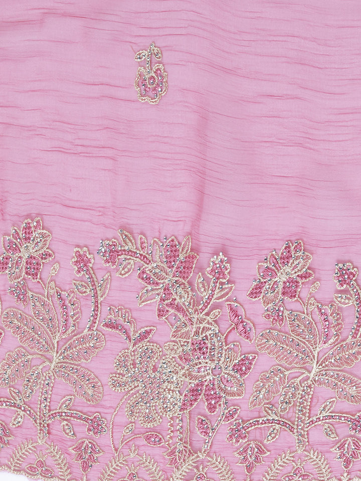 Embroidered Organza Unstitched Suit With Dupatta