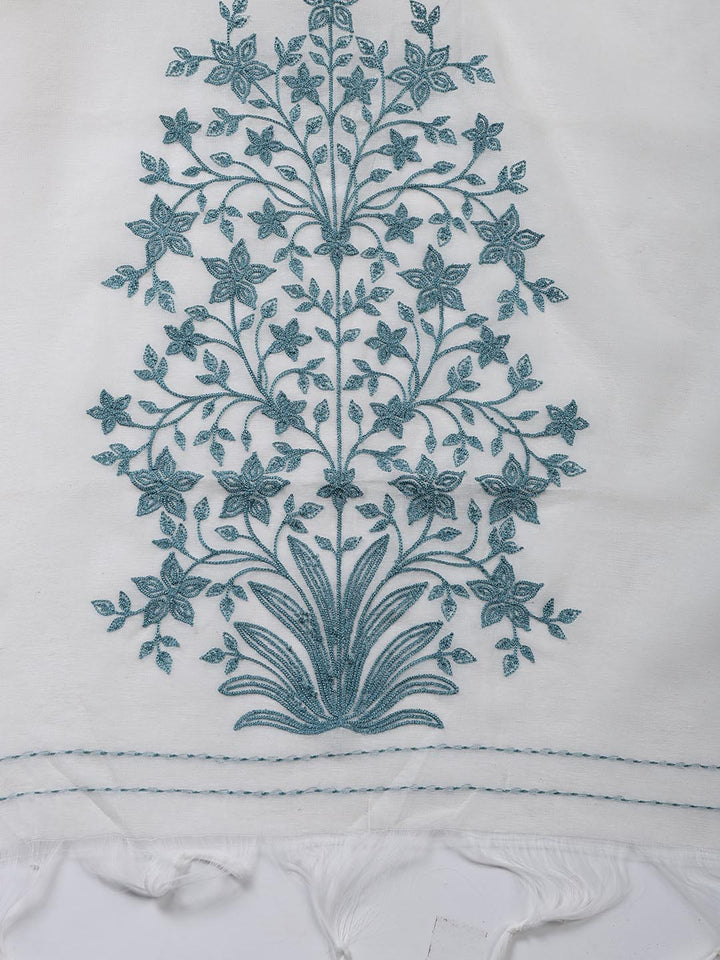 Plain Cotton Blend Unstitched Suit Piece With Dupatta