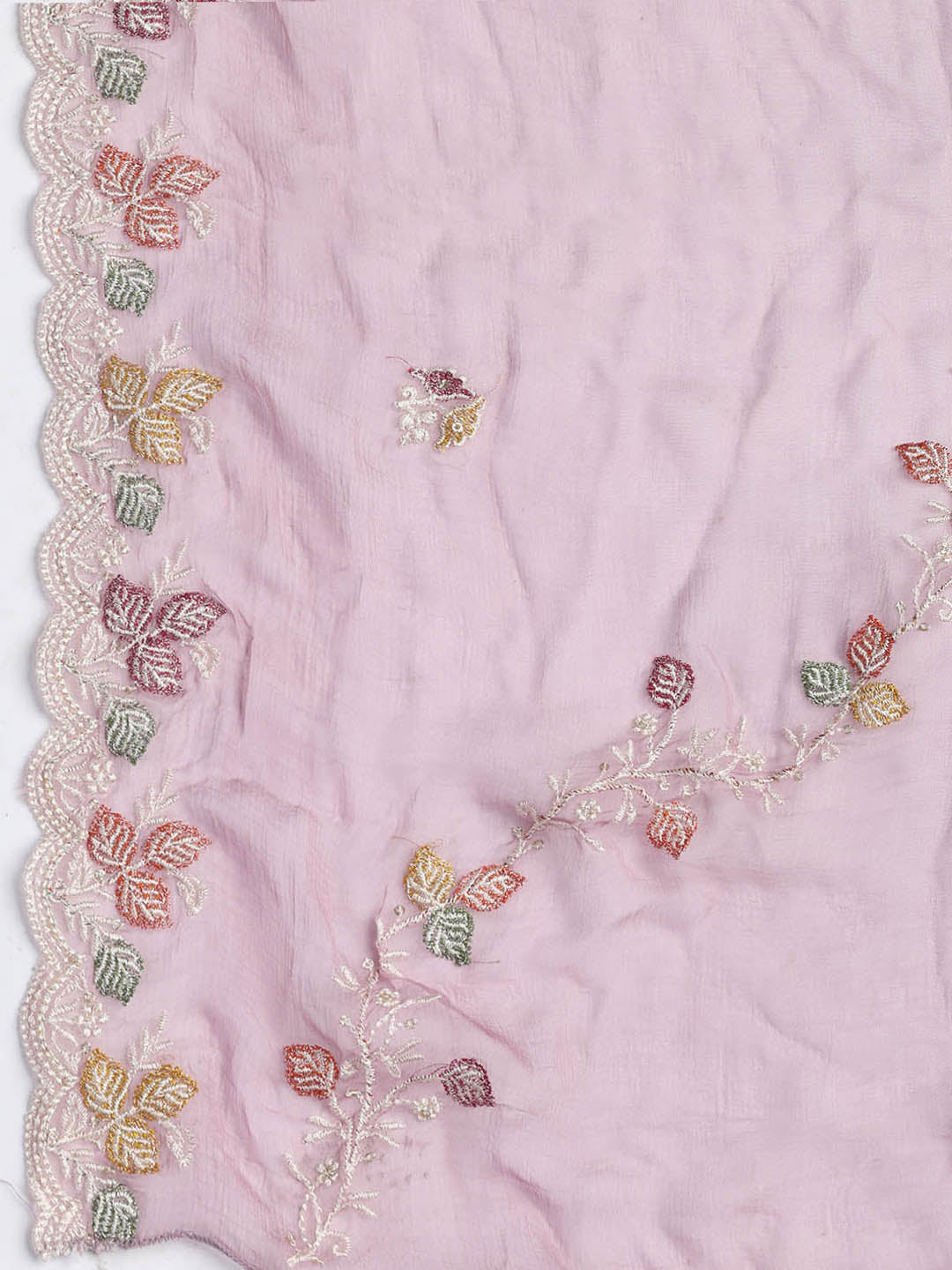 Embroidered Chinnon Unstitched Suit Piece With Dupatta
