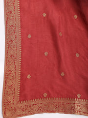 Neck Embroidered Chanderi Unstitched Suit With Dupatta