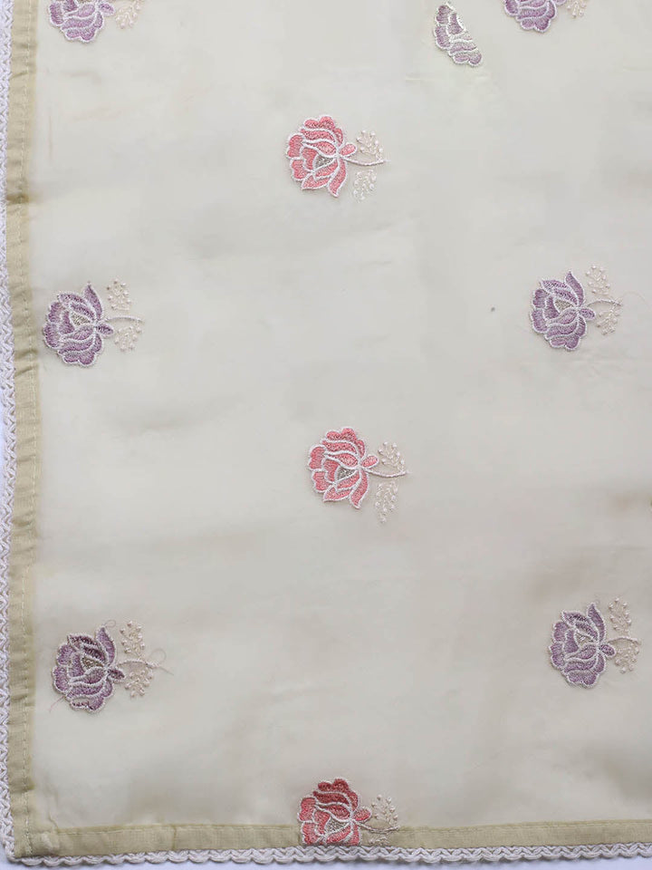 Neck Embroidery Organza Unstitched Suit Piece With Dupatta
