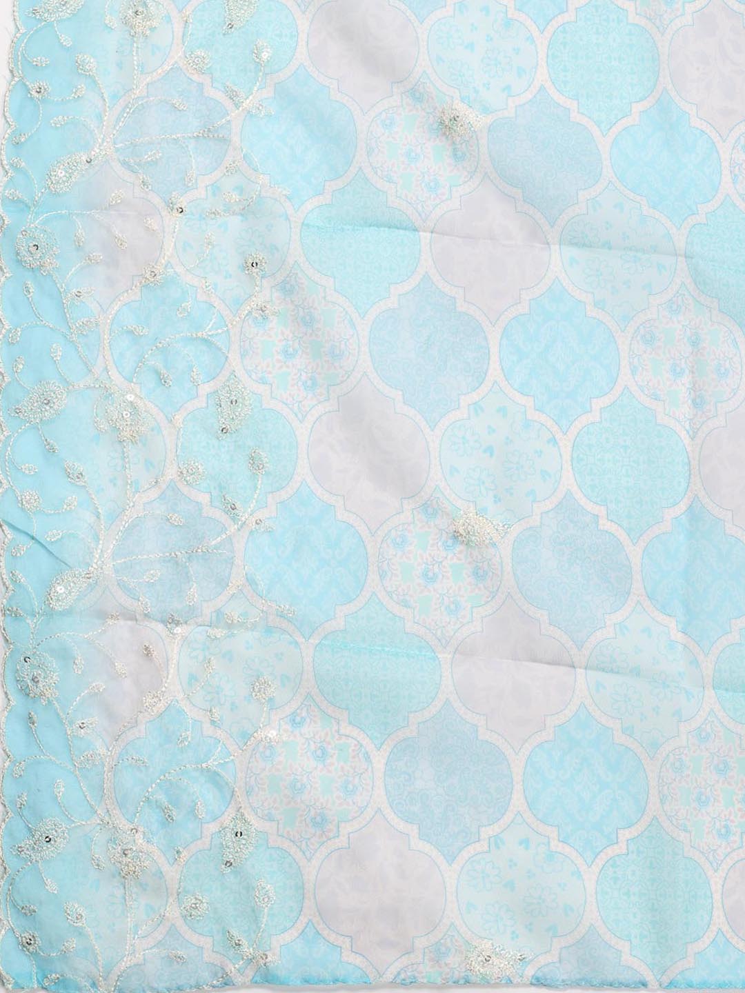 Embroidery Organza Unstitched Suit Piece With Dupatta