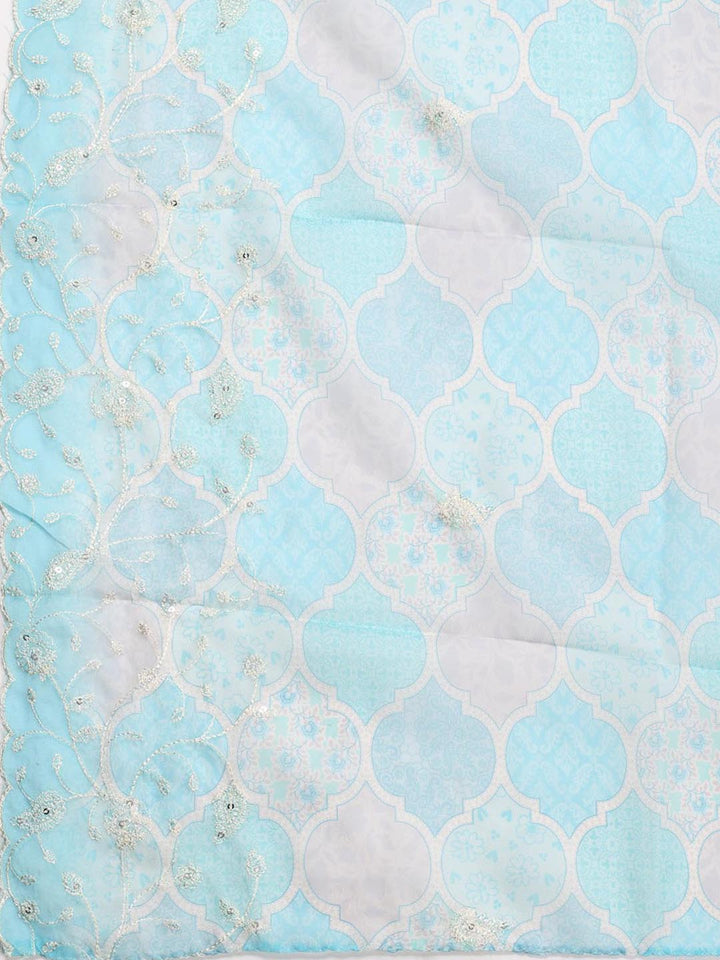 Embroidery Organza Unstitched Suit Piece With Dupatta
