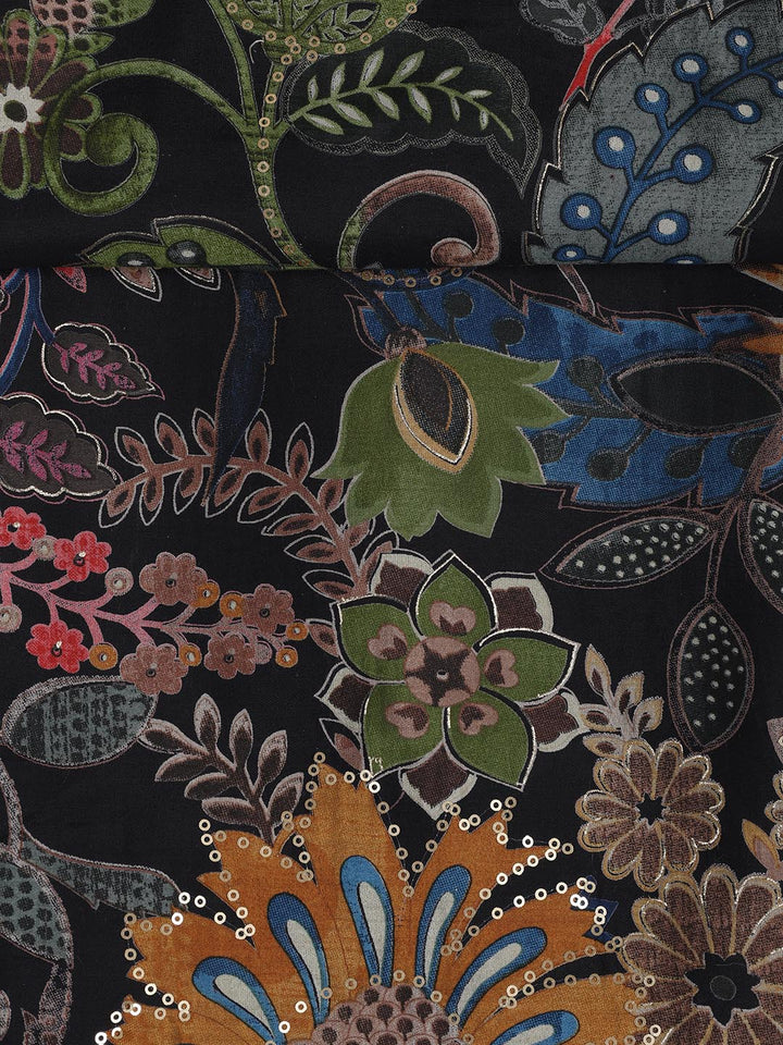 Neck Embroidered Cotton Blend Unstitched Suit Piece With Dupatta