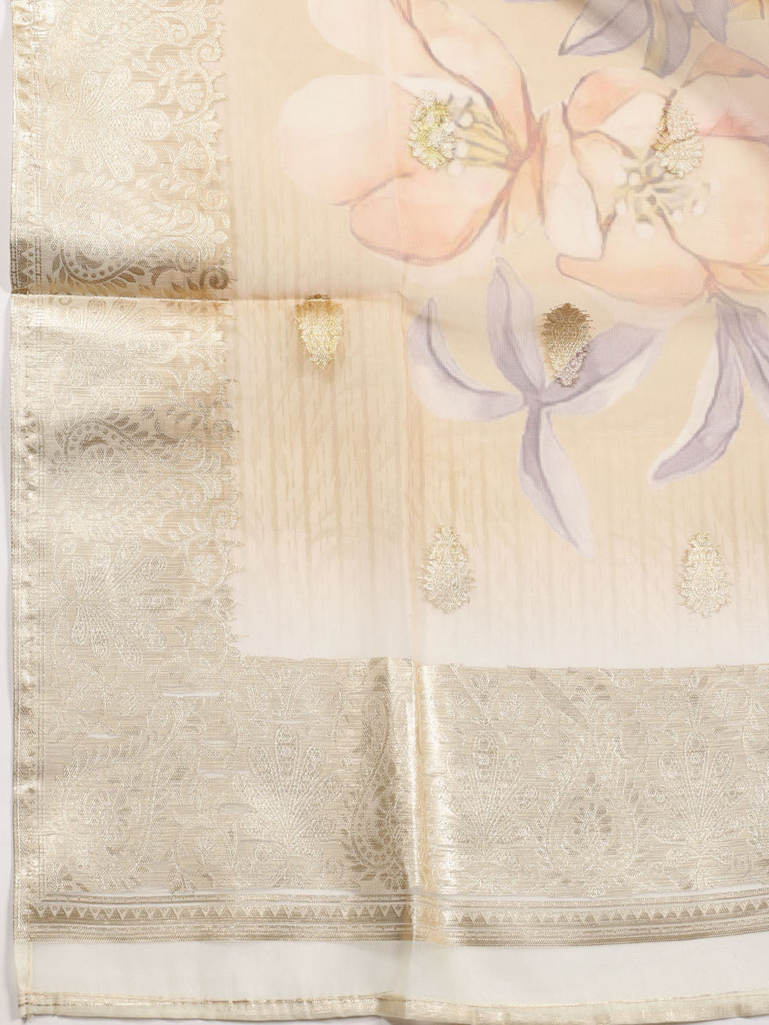 Neck Embroidered Tissue Unstitched Suit Piece With Dupatta