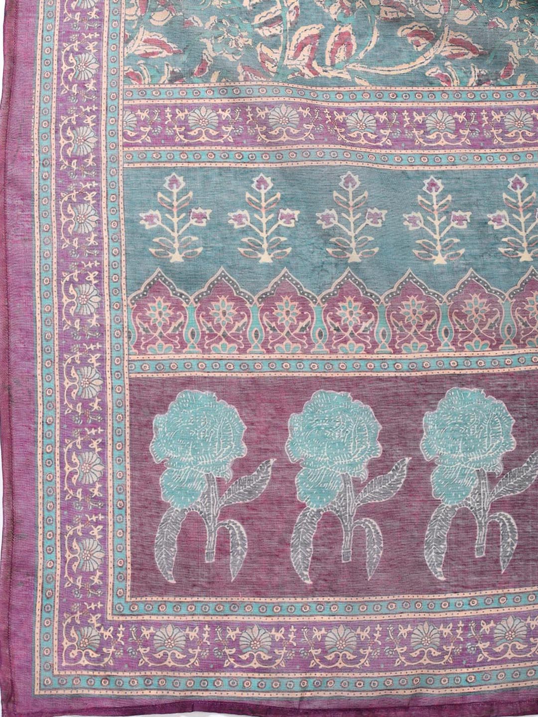 Printed Chanderi Unstitched Suit With Dupatta
