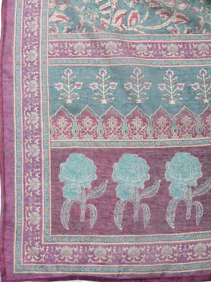 Printed Chanderi Unstitched Suit With Dupatta