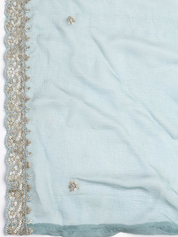 Patch Neck Art Silk Unstitched Suit With Dupatta