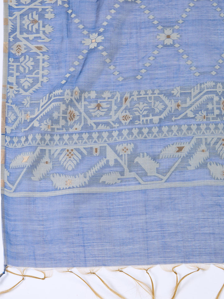 Jamdani Chanderi Unstitched Suit Piece With Dupatta