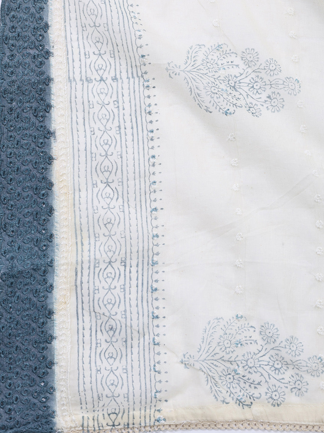 Neck Embroidered Cotton Blend Unstitched Suit With Dupatta