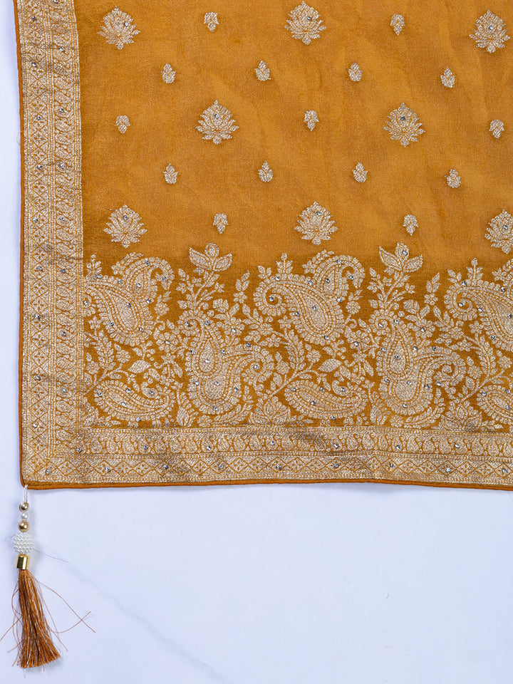 Embroidered Tissue Unstitched Suit With Dupatta