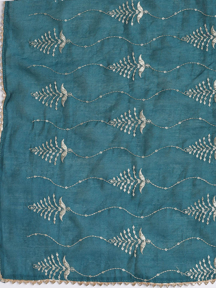 Neck Embroidered Cotton Blend Unstitched Suit Piece With Dupatta