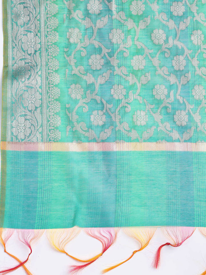 Woven Chanderi Unstitched Suit With Dupatta