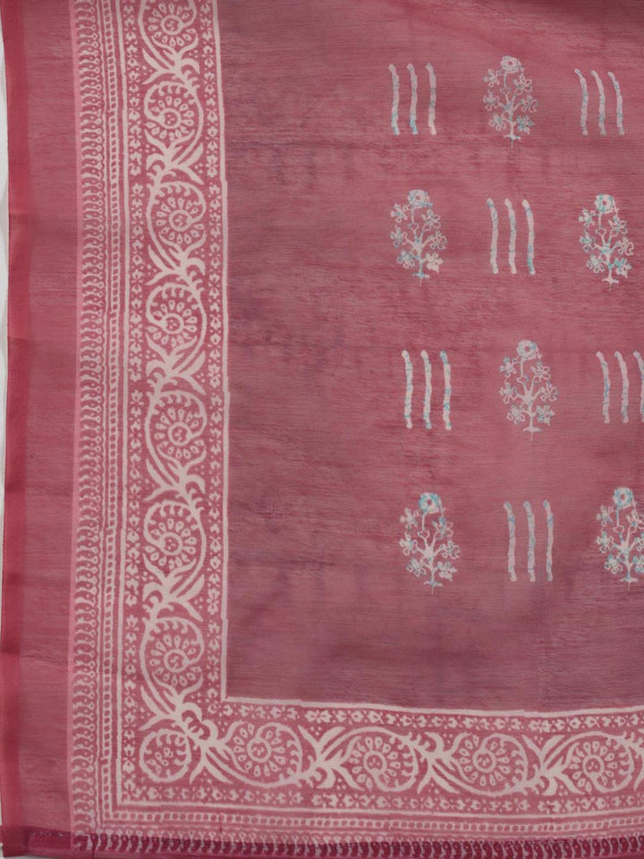 Neck Embroidered Chanderi Unstitched Suit Piece With Dupatta