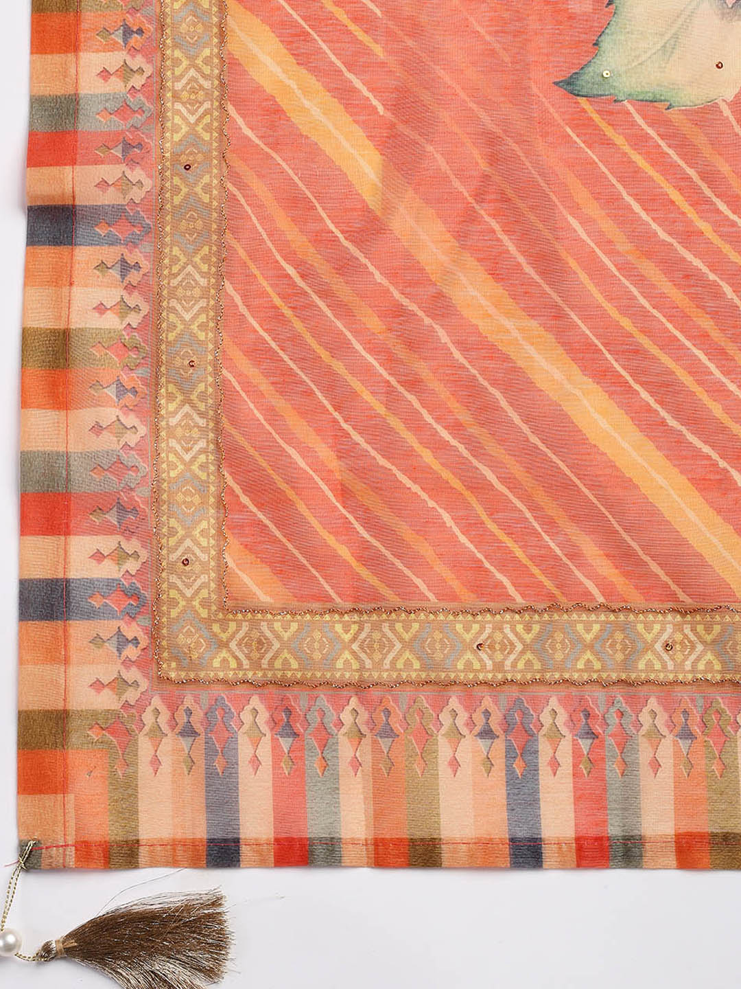Printed Chanderi Unstitched Suit Piece With Dupatta