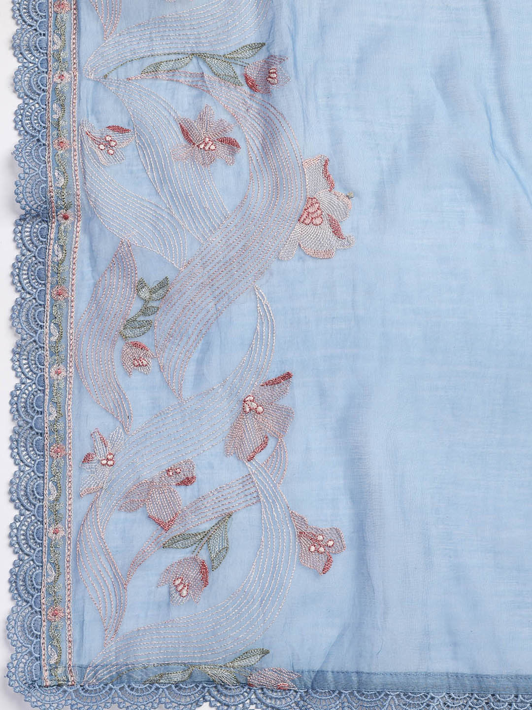 Embroidery Chanderi Unstitched Suit With Dupatta