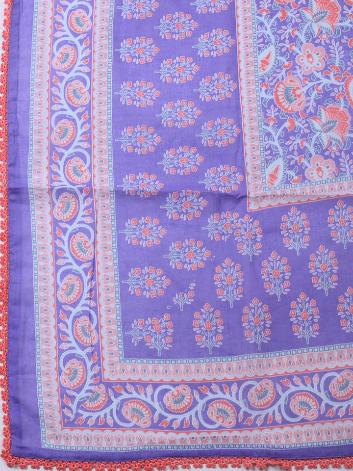 Printed Cotton Blend Unstitched Suit Piece With Dupatta