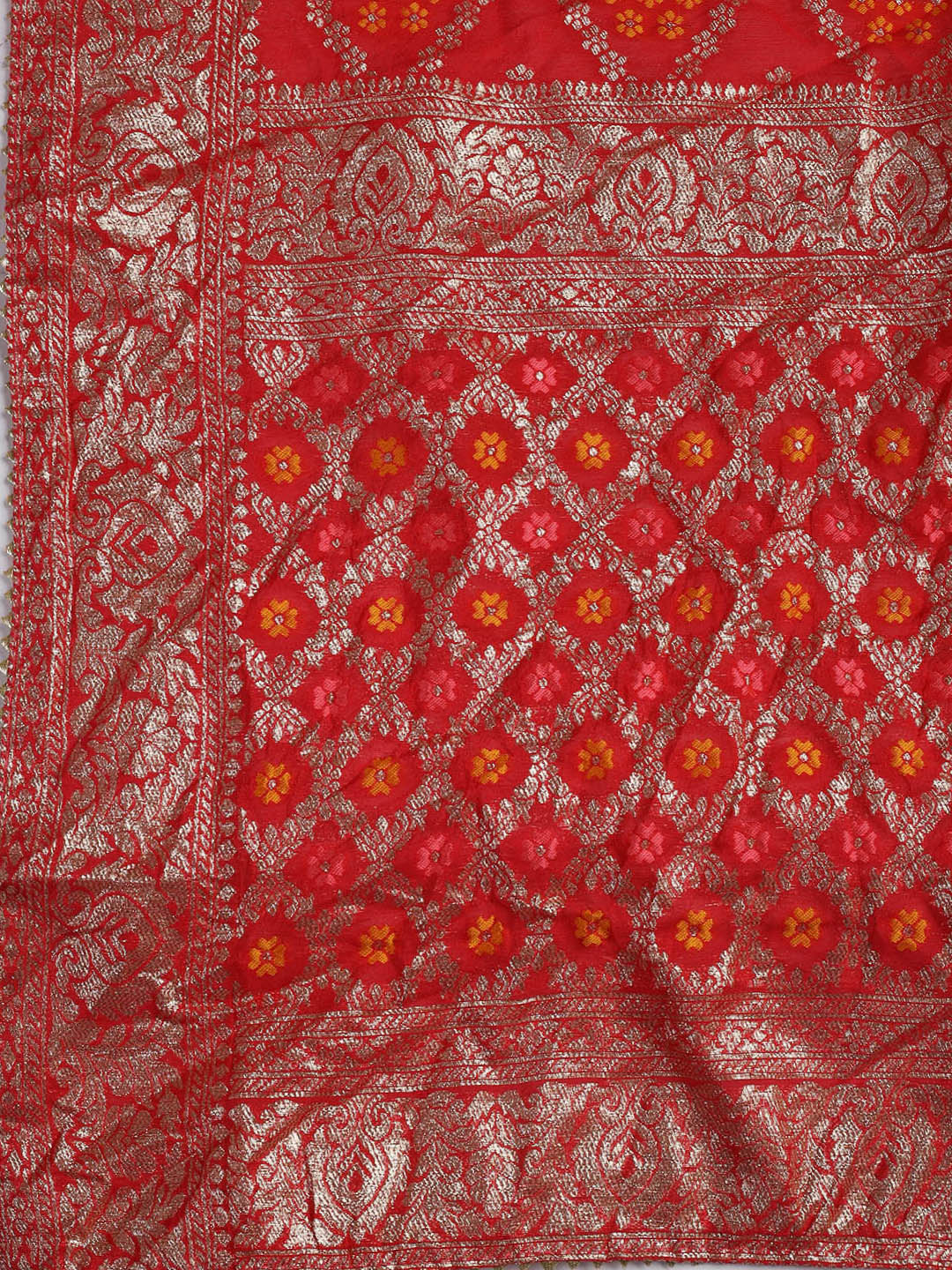 Neck Embroidery Chanderi Unstitched Suit With Dupatta