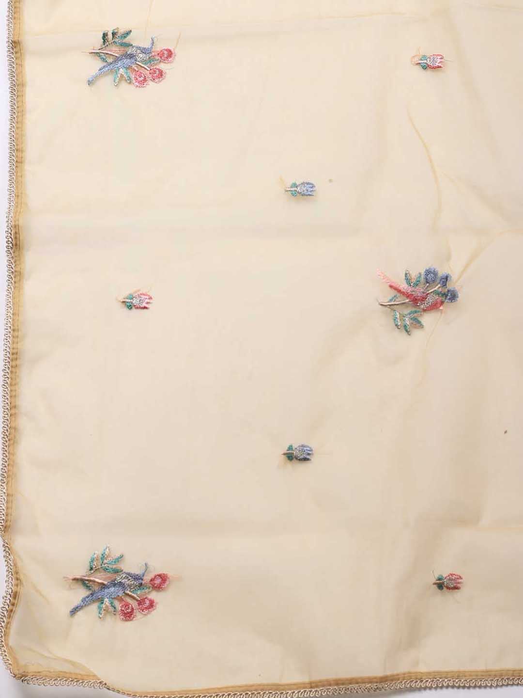 Neck Embroidered Organza Unstitched Suit Piece With Dupatta