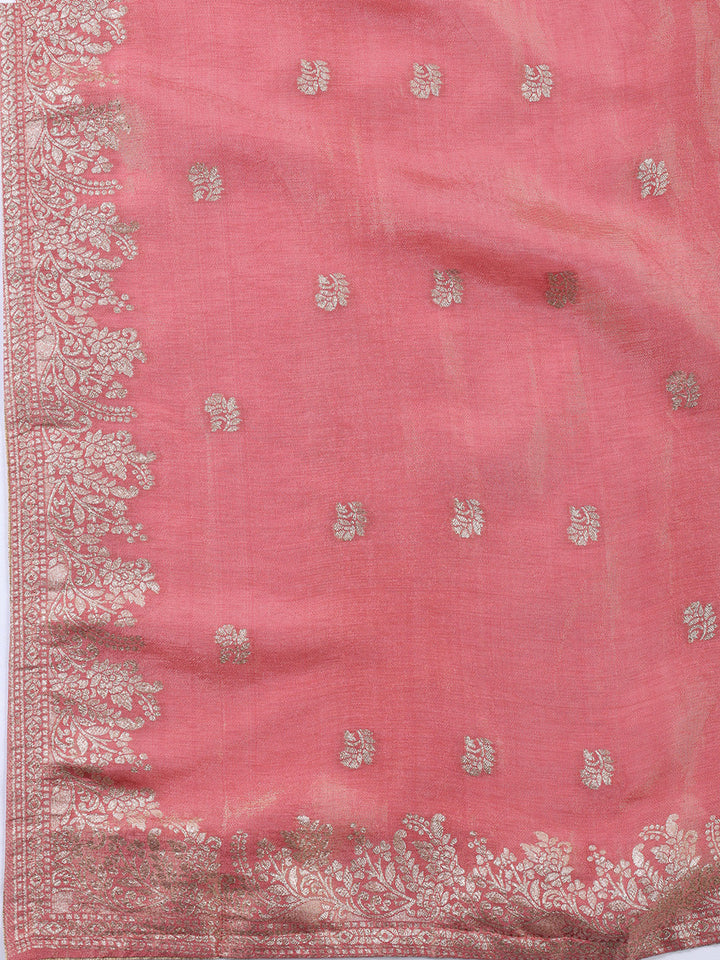 Neck Embroidered Tissue Unstitched Suit With Dupatta