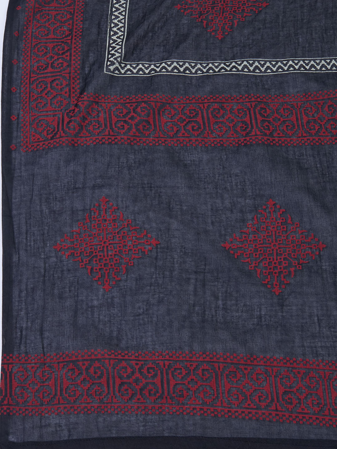 Printed Cotton Blend Unstitched Suit Piece With Dupatta