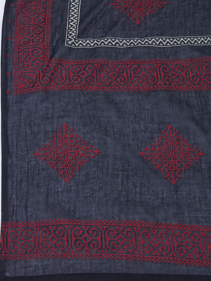 Printed Cotton Blend Unstitched Suit Piece With Dupatta