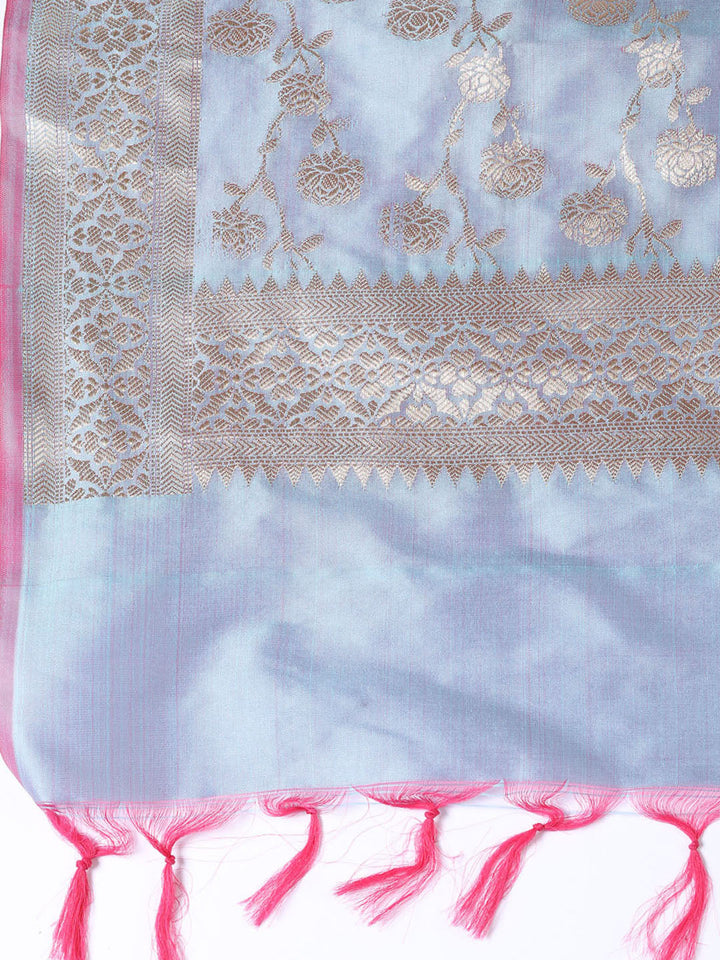 Woven Chanderi Unstitched Suit Piece With Dupatta