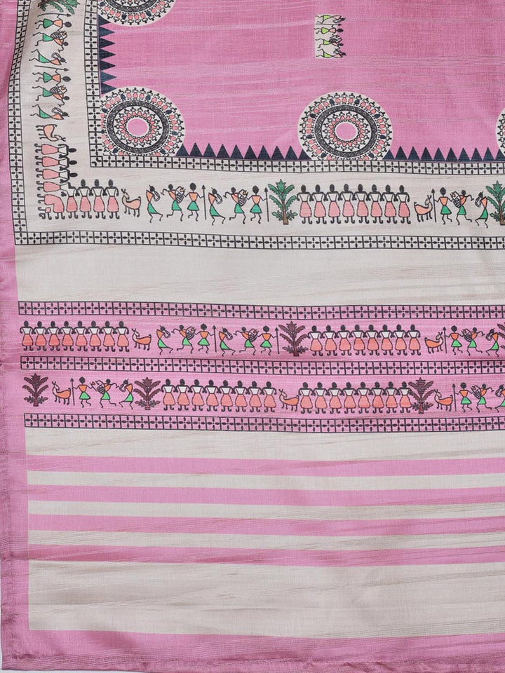 Printed Art Tussar Unstitched Suit With Dupatta