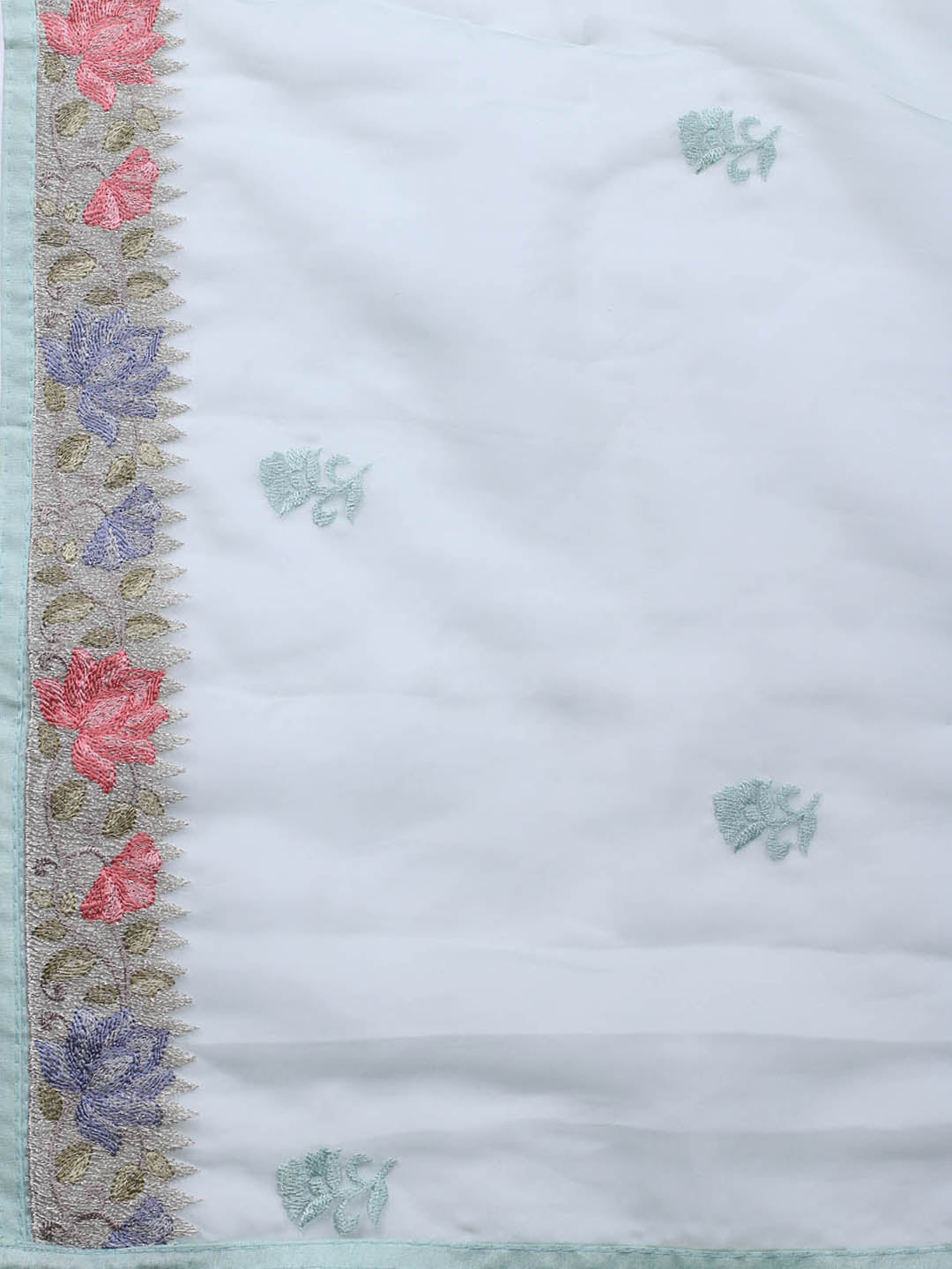 Neck Embroidery Organza Unstitched Suit Piece With Dupatta