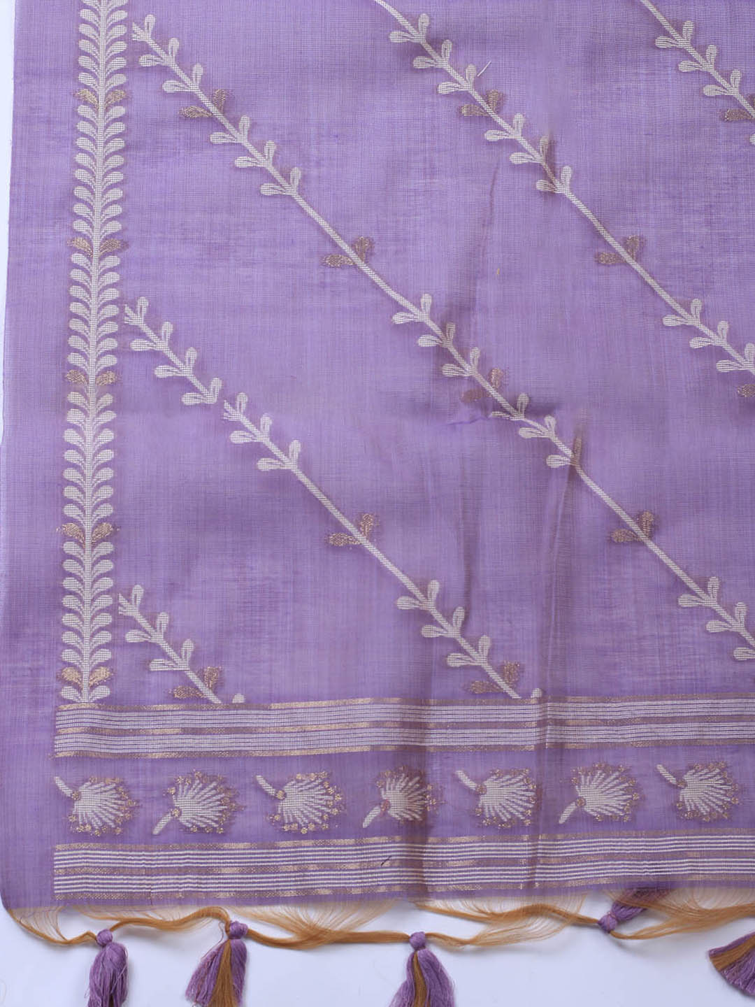 Neck Embroidery Chanderi Unstitched Suit With Dupatta