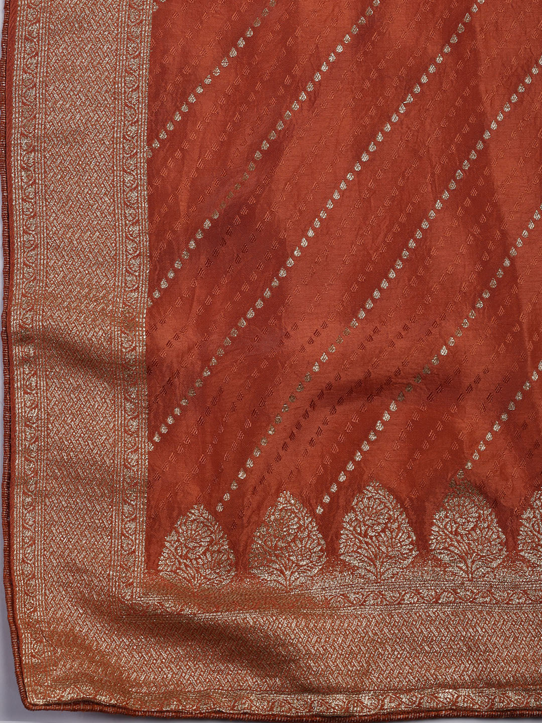 Woven Border Chanderi Unstitched Suit With Dupatta