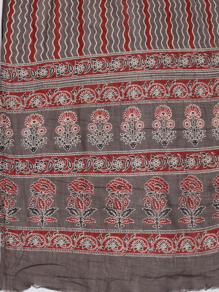 Printed Cotton Blend Unstitched Suit With Dupatta