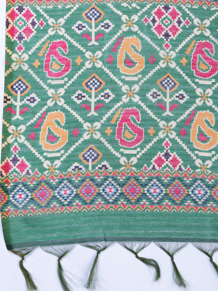 Neck Embroidered Chanderi Unstitched Suit With Dupatta