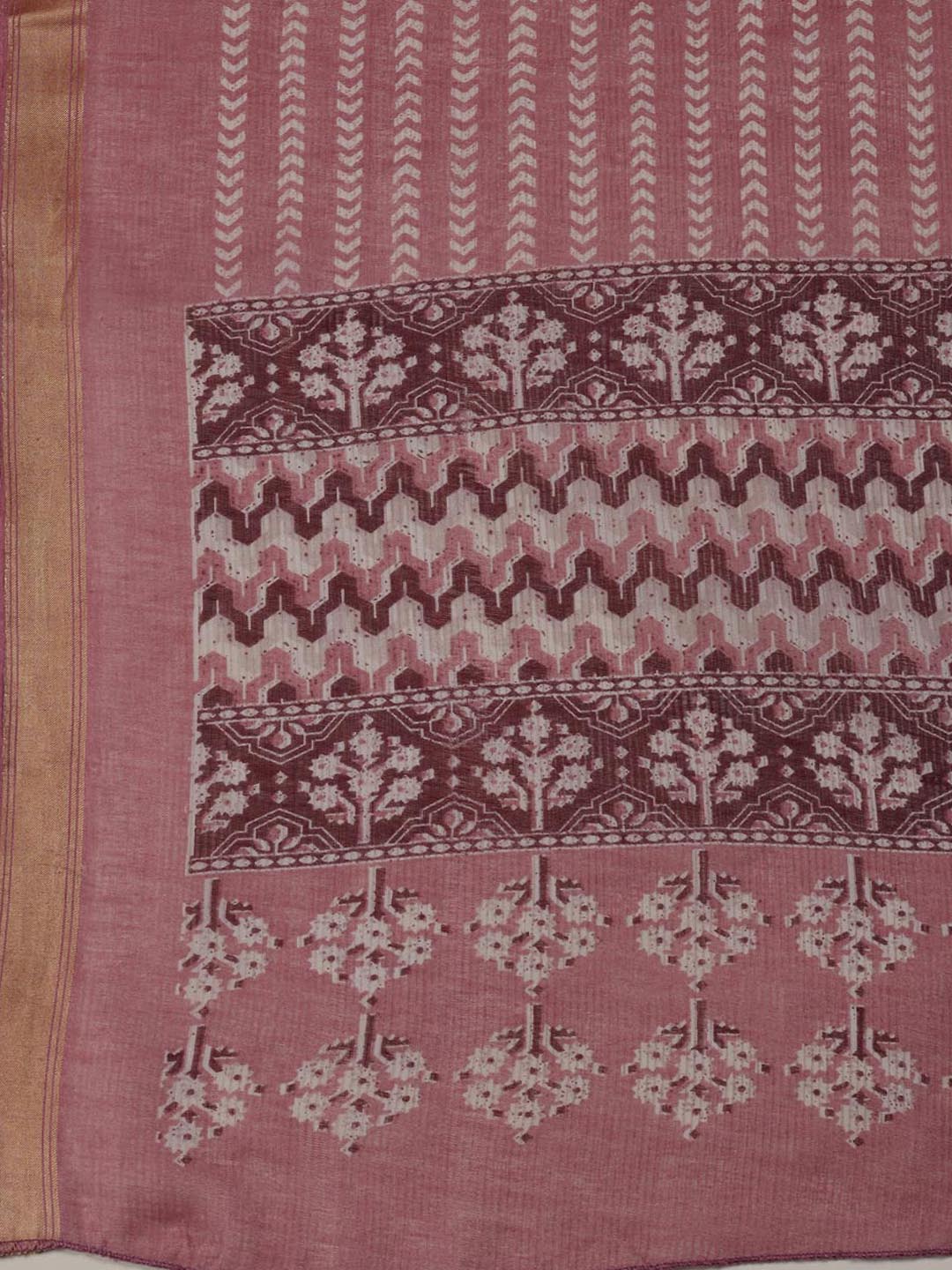 Printed Cotton Blend Unstitched Suit Piece With Dupatta
