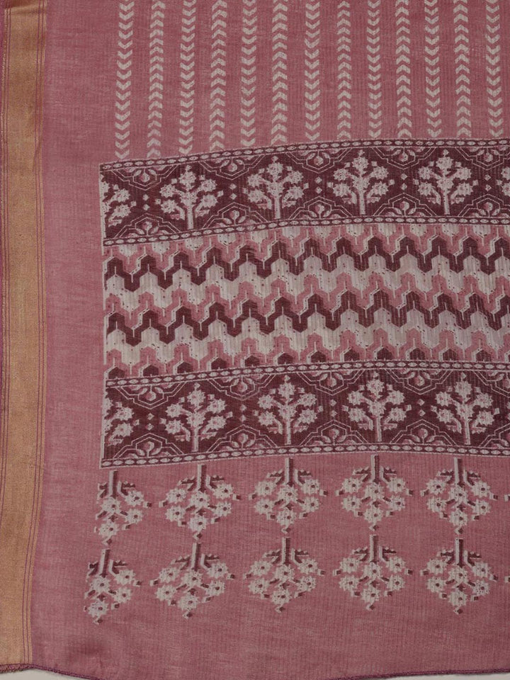 Printed Cotton Blend Unstitched Suit Piece With Dupatta