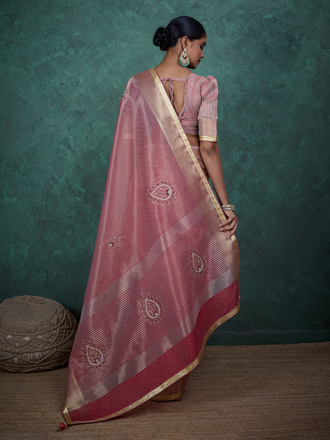 Woven Border Linen Saree