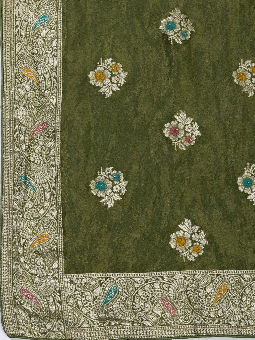 Woven Tissue Unstitched Suit Piece With Dupatta