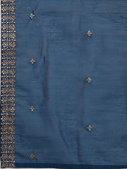 Neck Embroidered Chanderi Unstitched Suit Piece With Dupatta