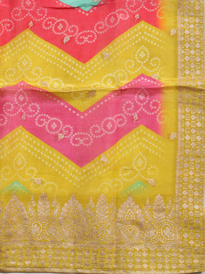 Neck Embroidered Chanderi Unstitched Suit Piece With Dupatta