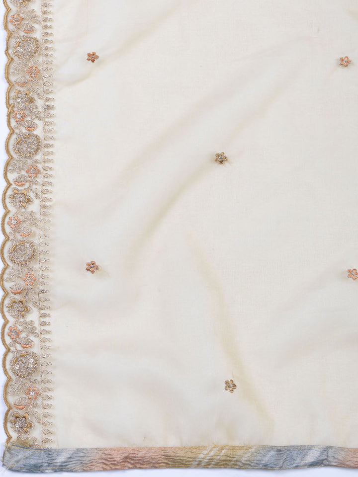 Neck Embroidery Tissue Unstitched Suit Piece With Dupatta