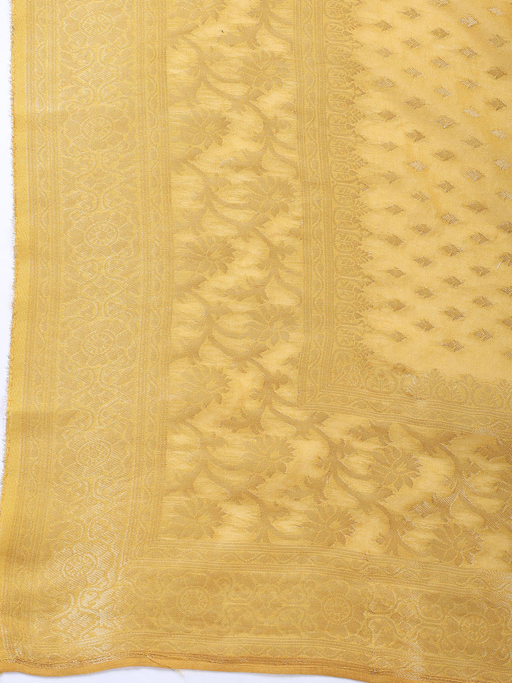 Neck Embroidered Chanderi Unstitched Suit With Dupatta