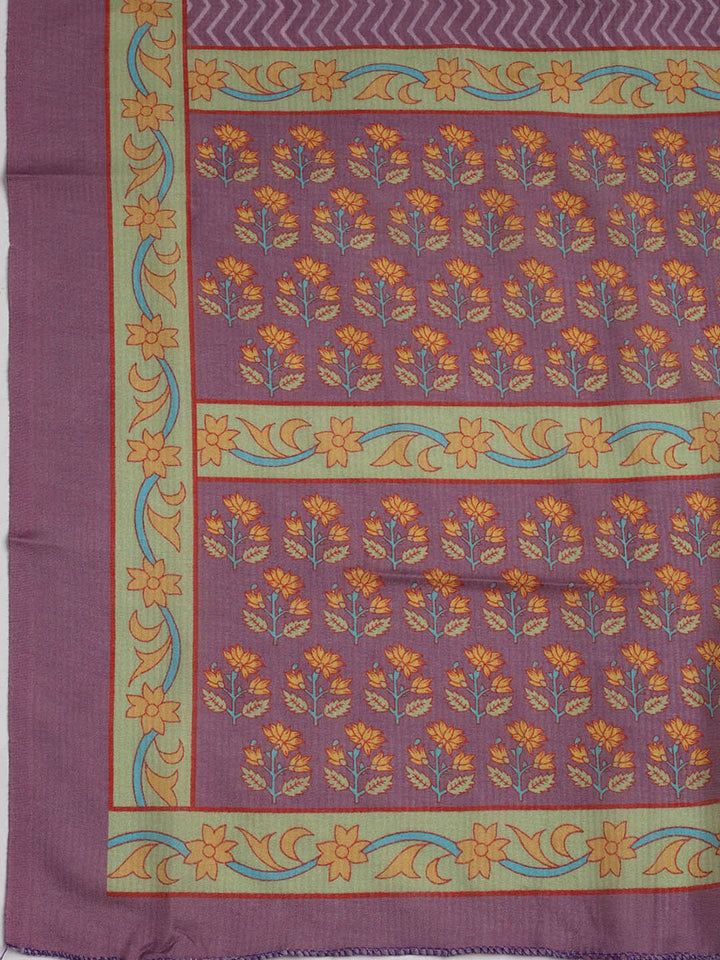 Printed Cotton Blend Unstitched Suit Piece With Dupatta