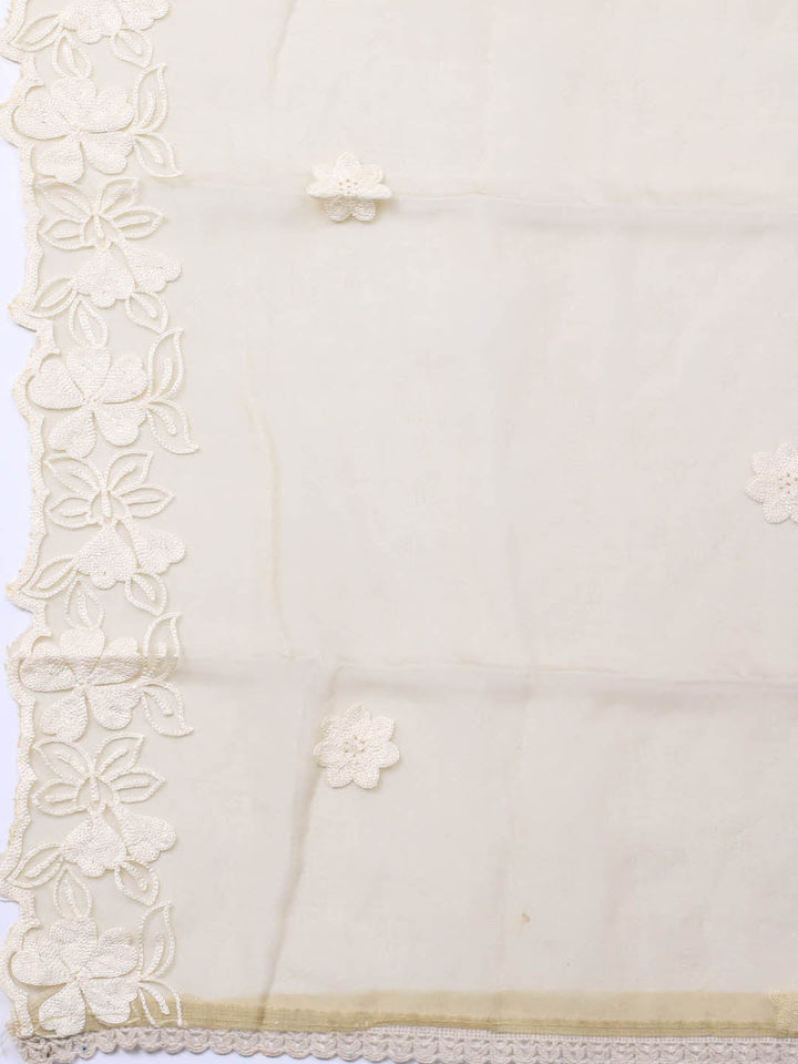 Neck Embroidery Chanderi Unstitched Suit With Dupatta