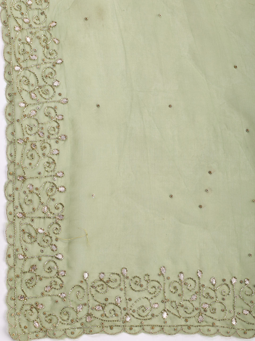 Neck Embroidered Organza Unstitched Suit With Dupatta